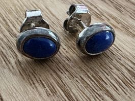 Silber Ohrstecker mit Lapislazuli