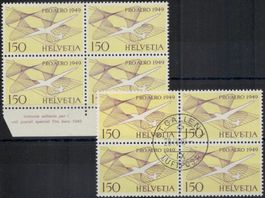 Flugpost 1949, F45 im Viererblock postfrisch + gest., 580.-