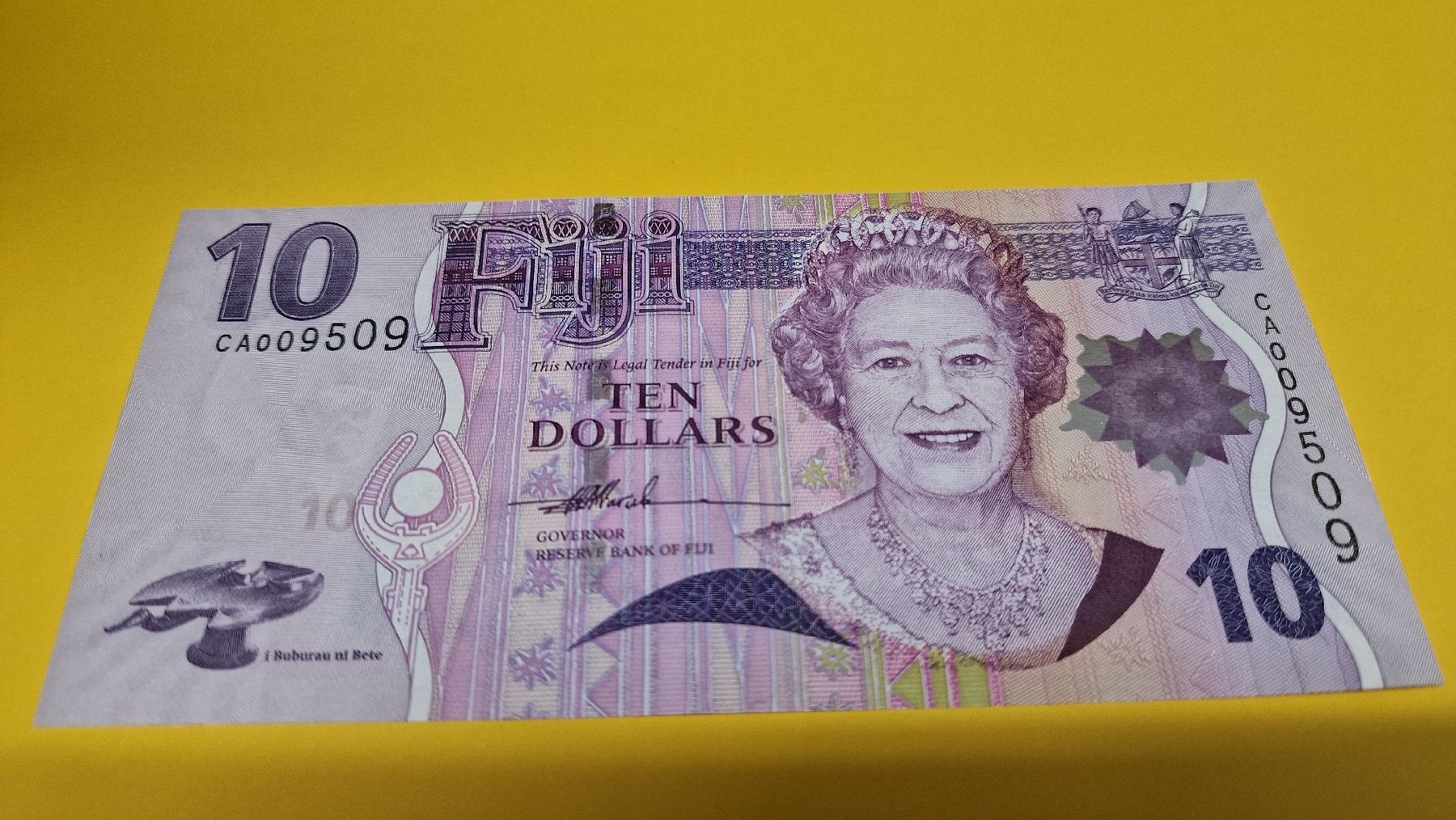 Banconote: Fidschi 10 Dollars Notengeld Banknote  – Nuovo e nell'imballaggio originale da Herisau venduto da Antiques.AR