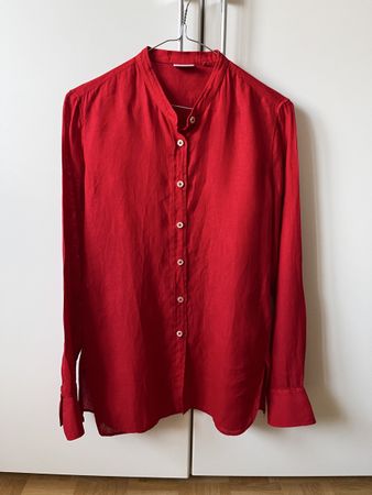 Hemdbluse Caliban rot Leinen Gr. 34 