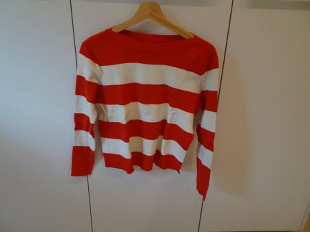 Feinstrick Pulli weiss-rot von ONLY Gr. S - 260231