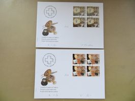 Satz illustr. FDC Sondermarken 4erBlock Uhren 2005