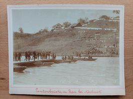 Antikes original Foto Militär Schweiz Neubrück Pontonbrücke