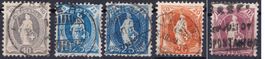 Kleines Lot 5 Stehende Helvetia 20c - 1 Fr. – kleine Mängel