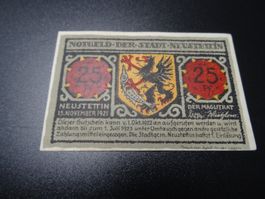 Notgeldschein 25 Pfennig der Stadt Neustettin 1921-1923