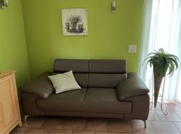 Ledersofa, Sofa, Farbe: Taupe (wie Neu)