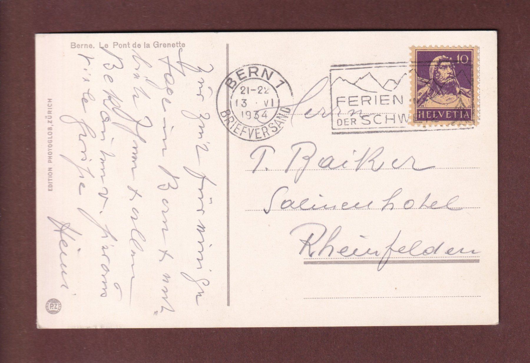 Cartoline postali: BERN - Kornhausbrücke - 1934 – Usato da Pully venduto da nicecards-shop 1