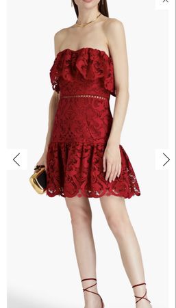 Rotes ML Monique Lhuillier Spitzenkleid