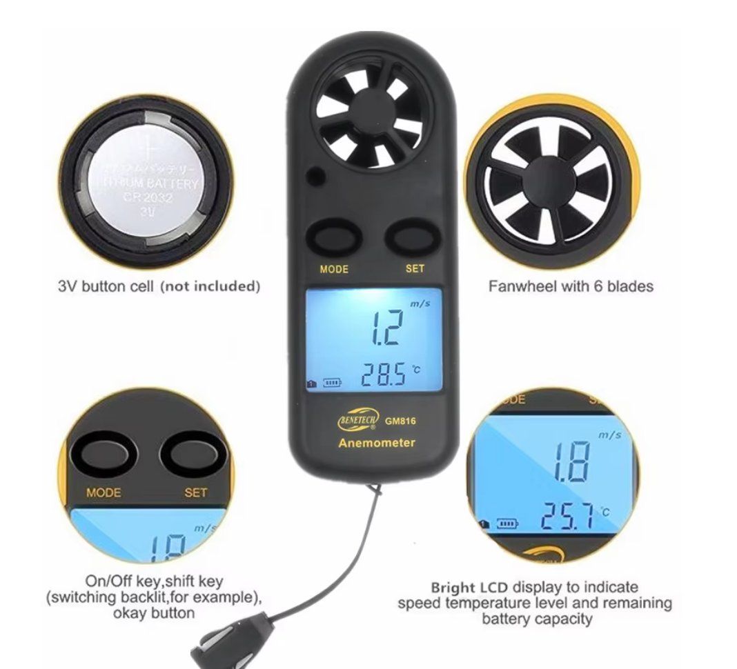 Mesurer: Anemometer Windgeschwindigkeitsmesser Luftgeschwindigkeit – Neuf avec emballage d'origine à Genève par Top-Trend 3