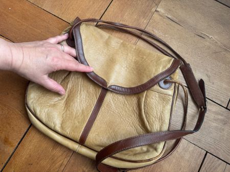 Geräumige Retro Damen Handtasche 70/80er Look, Leder