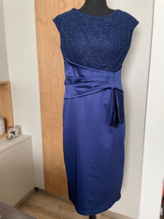 Cocktail Kleid mit Spitze, dunkelblau Gr. 38