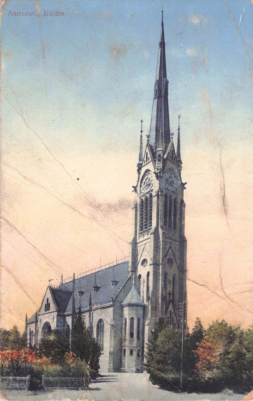 Ansichtskarten: Amriswil TG // 1911 Kirche – Gebraucht aus Basel von intermezzo12