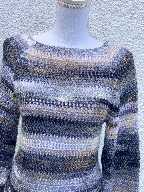Maglioni & Felpe: Gehäkelte Topdown Pullover Pulli grau schwarz weiss – Nuovo (secondo la descrizione) da Carabbia venduto da katiamandelli 3