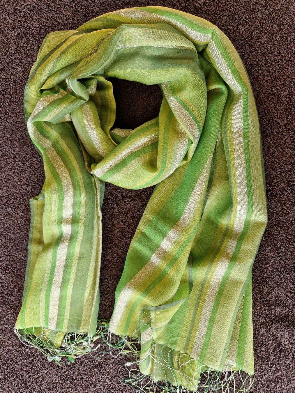 Foulard & Sciarpe: Etole Pashmina & Soie, rayures vertes et argent. – Nuovo (secondo la descrizione) da Gryon venduto da dra_qxh2 3