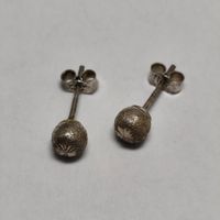 Vintage Silver silber Stud Earrings Boucles d'Oreilles #A4