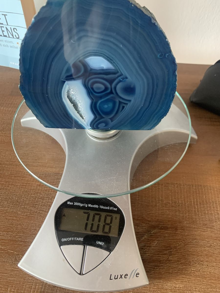 Minerali & Pietre curative: Blaue Achat Stein / Scheibe mit Druse – Usato da Lyss venduto da nekoreh 1