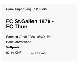 FC St.Gallen 1879 - FC Thun Ticket 30.08.2026