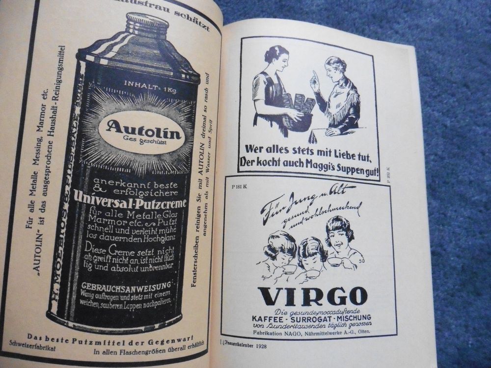 Frauen-Kalender,1928,Toblerone,Autolin,Werbe-Grafik,Künstler (Gebraucht ...