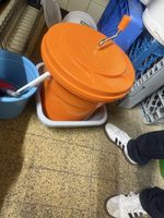 Salat - Schleuder Eimer orange Kunststoff neuwertig