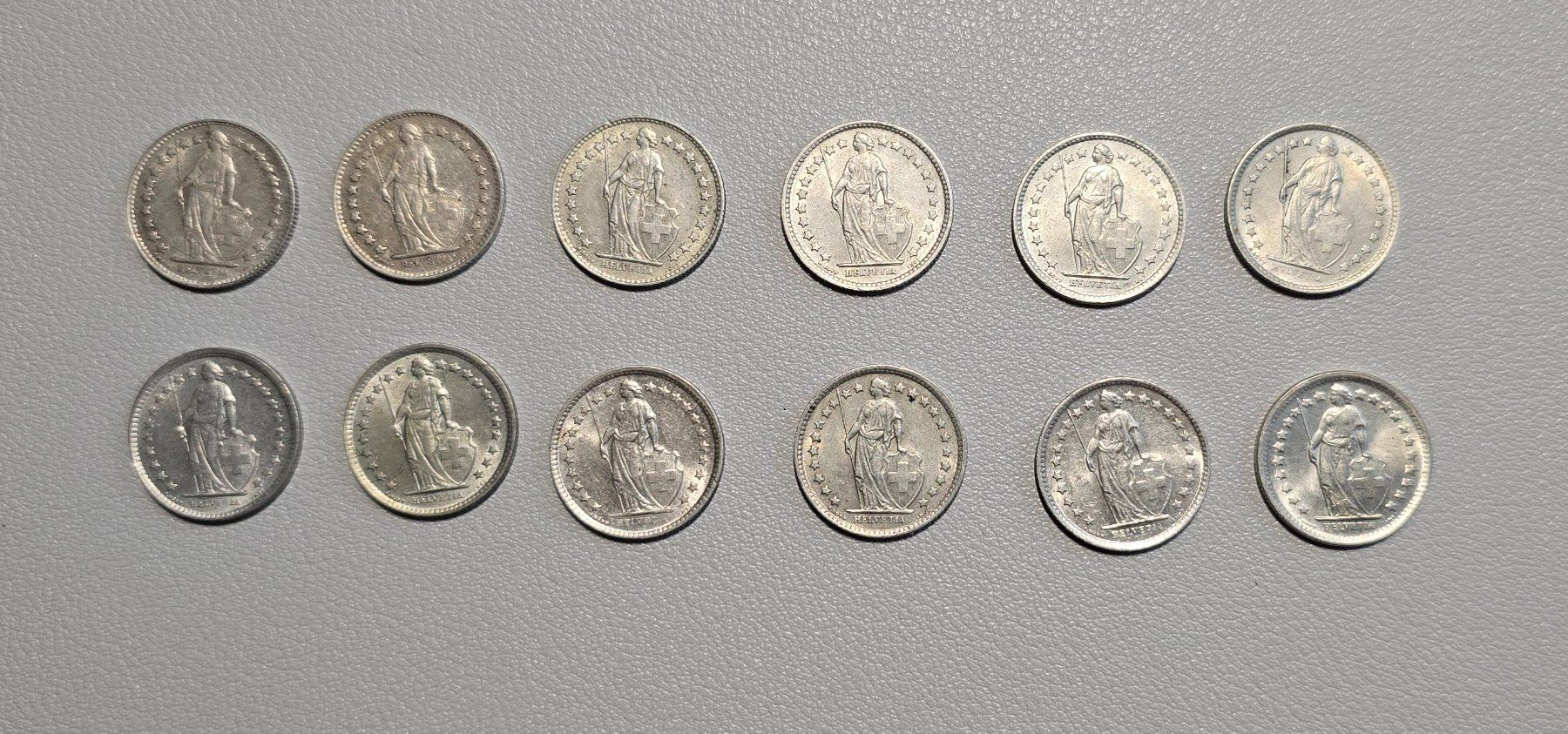 Tutti le monete: 12 Stk. 50 Rappen Silber – Usato da Steinerberg venduto da Bcsbcs 1