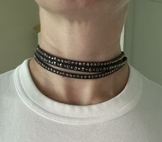 Swarovski faux leather crystal choker