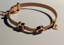 Pandora Armband ALE MET roségold, 3 Charms, Sicherheitskette