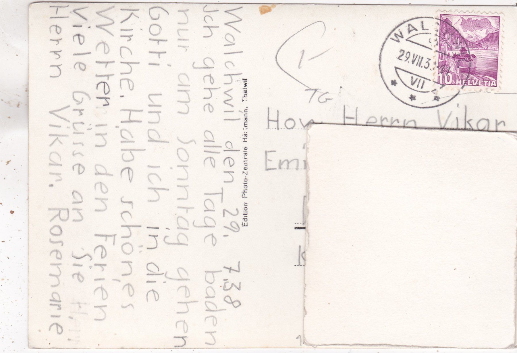 Cartoline postali: Walchwil am Zugersee 1938 – Usato da Herisau venduto da Lisegrat2008 1