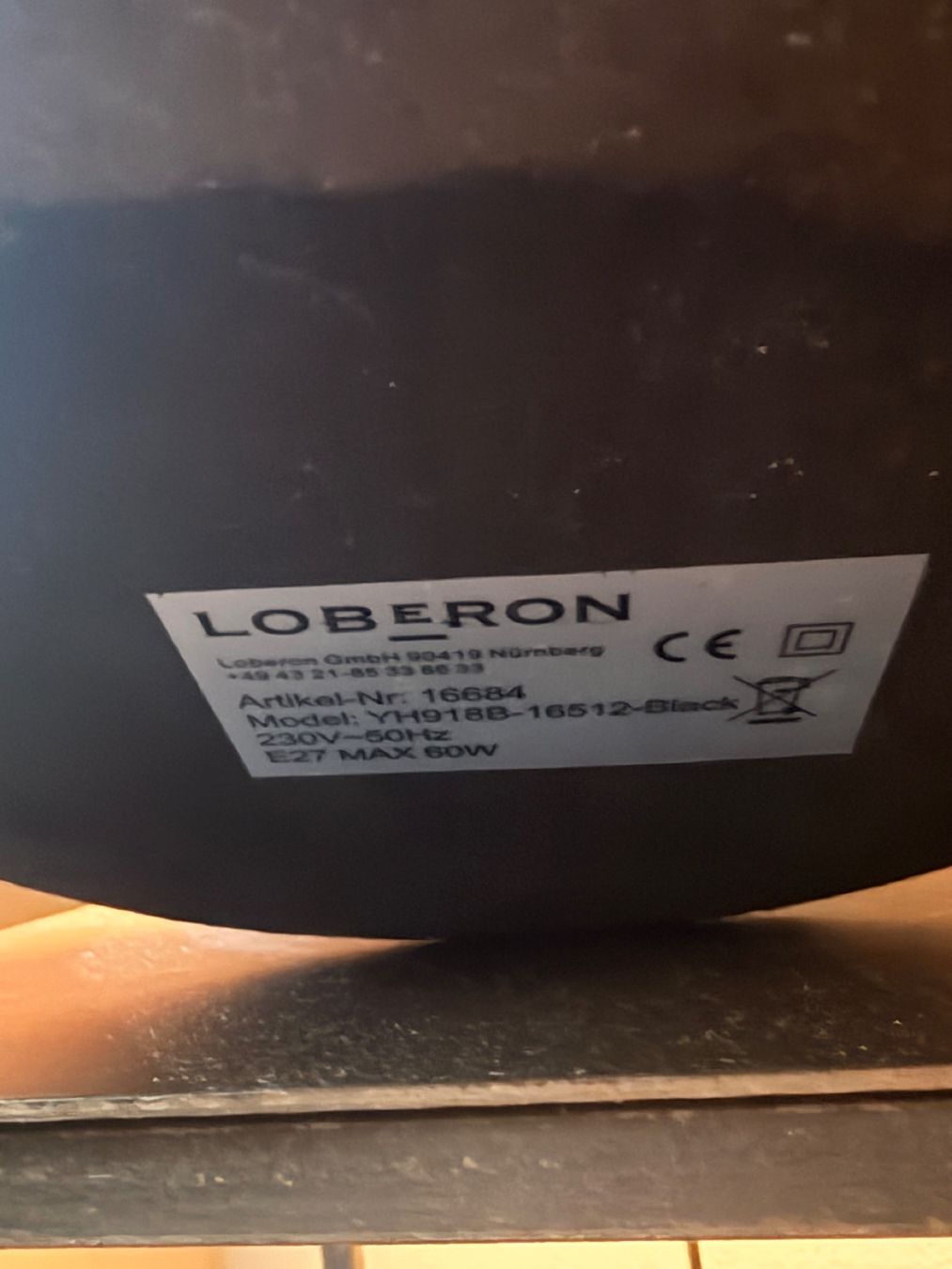 Loberon Lampade: Tischlampe Loberon schwarz – Usato da Pfungen venduto da Panino7 2