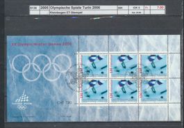 2005 IOK, "Olympische Spiele Turin", Kleinbogen, ET-Stempel