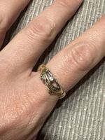 Fingerring gold farbig mit Strass / Modeschmuck Gr 62