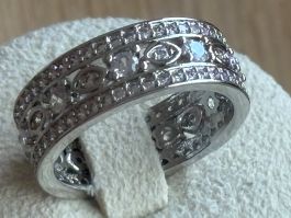 Luxus Elegante Gr:17,5/7,5Ring Zirkonia Weiss Farbe : Silber