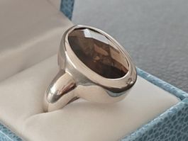 Silberring 925 mit Rauchquarz, markant & erdend - Neu