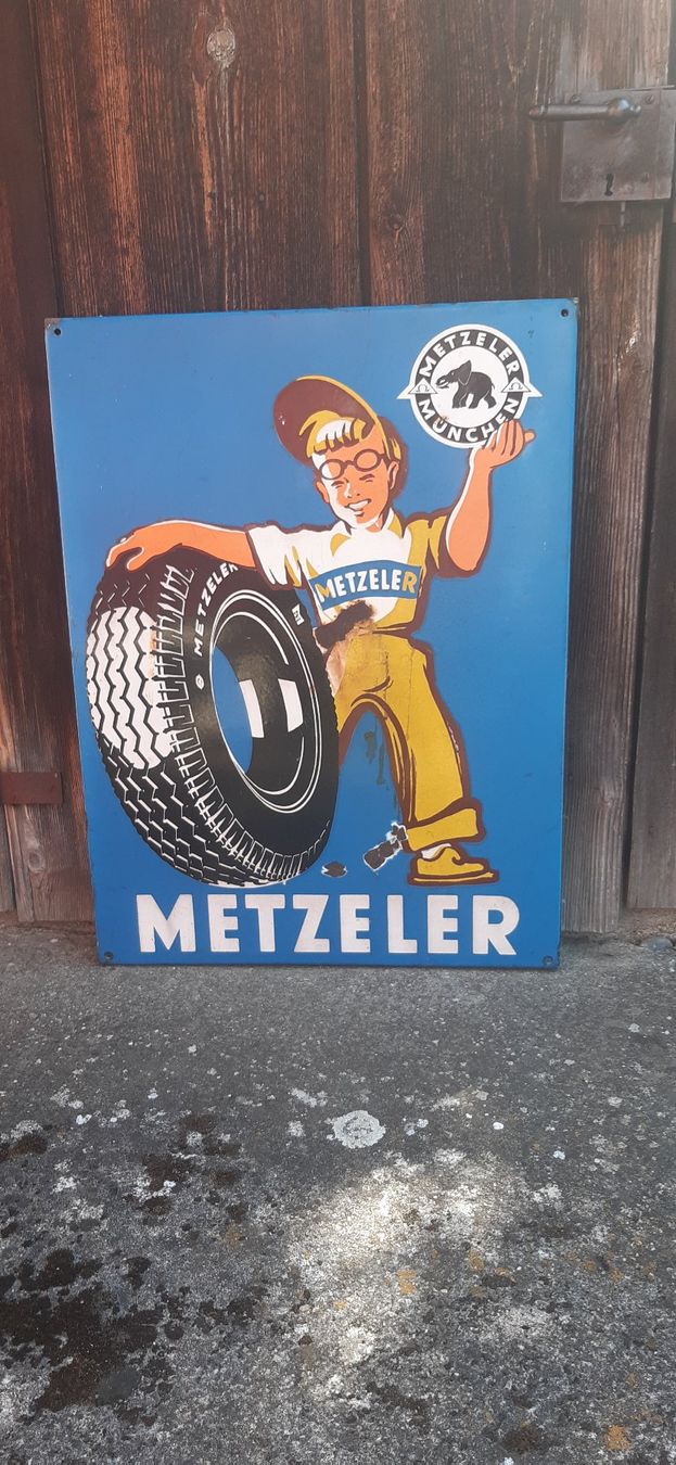 Insegne: Emailleschild Metzeler – Usato da Seengen venduto da zwirrli2