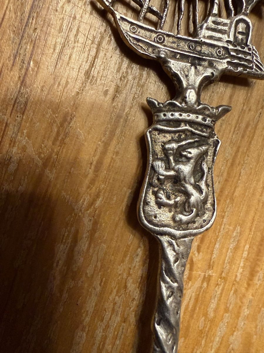Cucchiai: Antiker vermutlich Silber Löffel mit Schiff Kaffelöffel – Usato da Goldach venduto da Messerguru 4