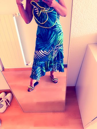Abito lungo donna fantasia tropicale taglia M nuovo