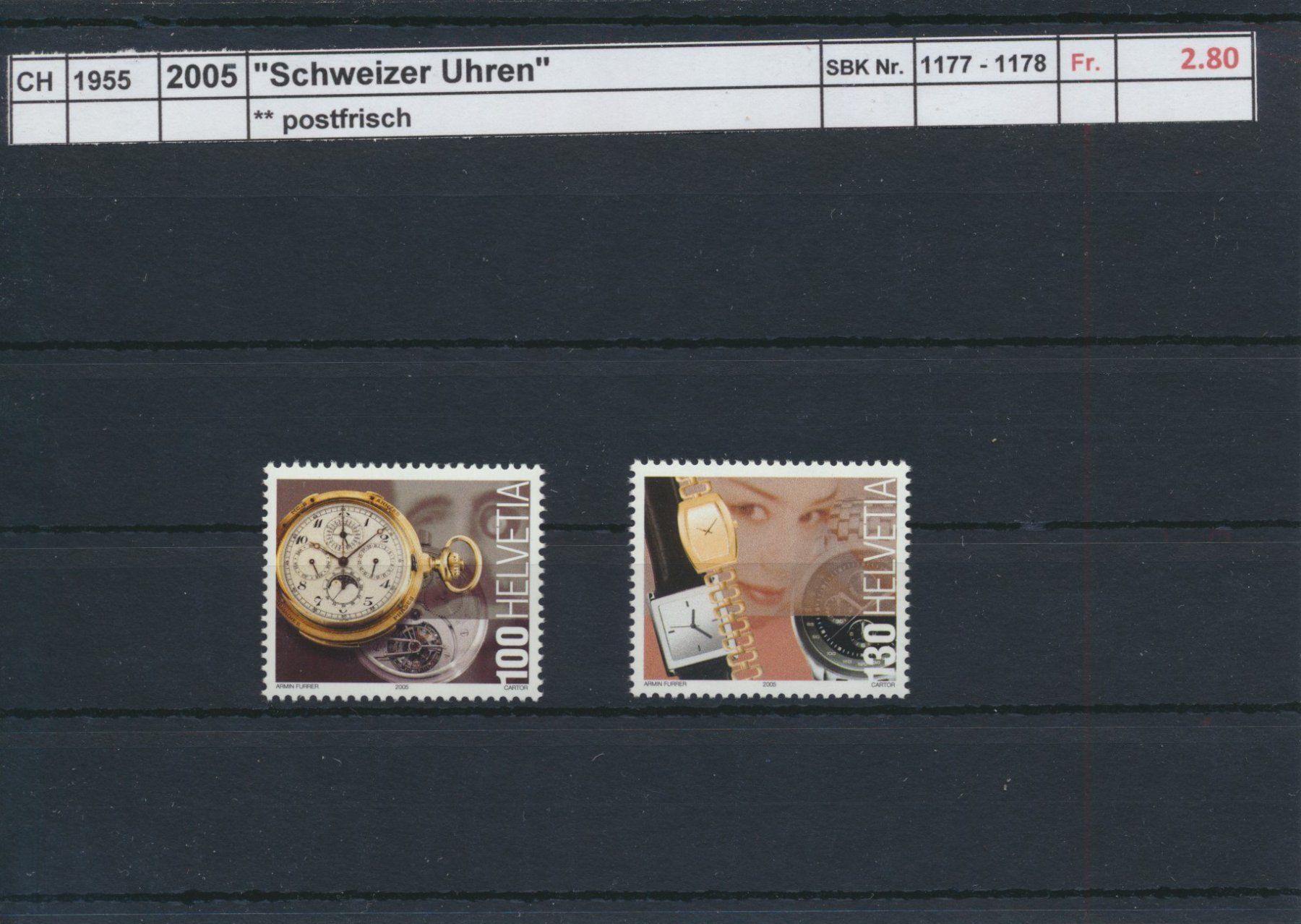 Tous les timbres: 2005 "Schweizer Uhren", ** postfrisch – Neuf (Voir description) à Winterthur par Zupogeru