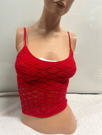Top Rot Netzoptik Figurbetont Gr S NEU