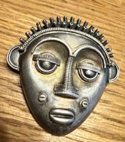 Brosche Afrikanische Maske 925 Silber Anhänger
