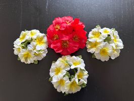 Frühlingsdeko: 4x Blumengestecke Servietten-Kerzenringe
