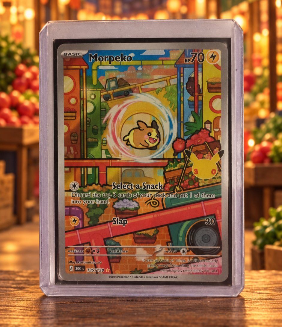 Karten: Pokémon 30th - Morpeko 135/128 – Neu (gemäss Beschreibung) aus Onex von Arka_world