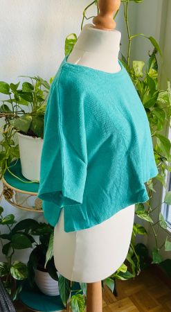 Pull coton oversize MES SŒURS ET MOI court turquoise, t. M