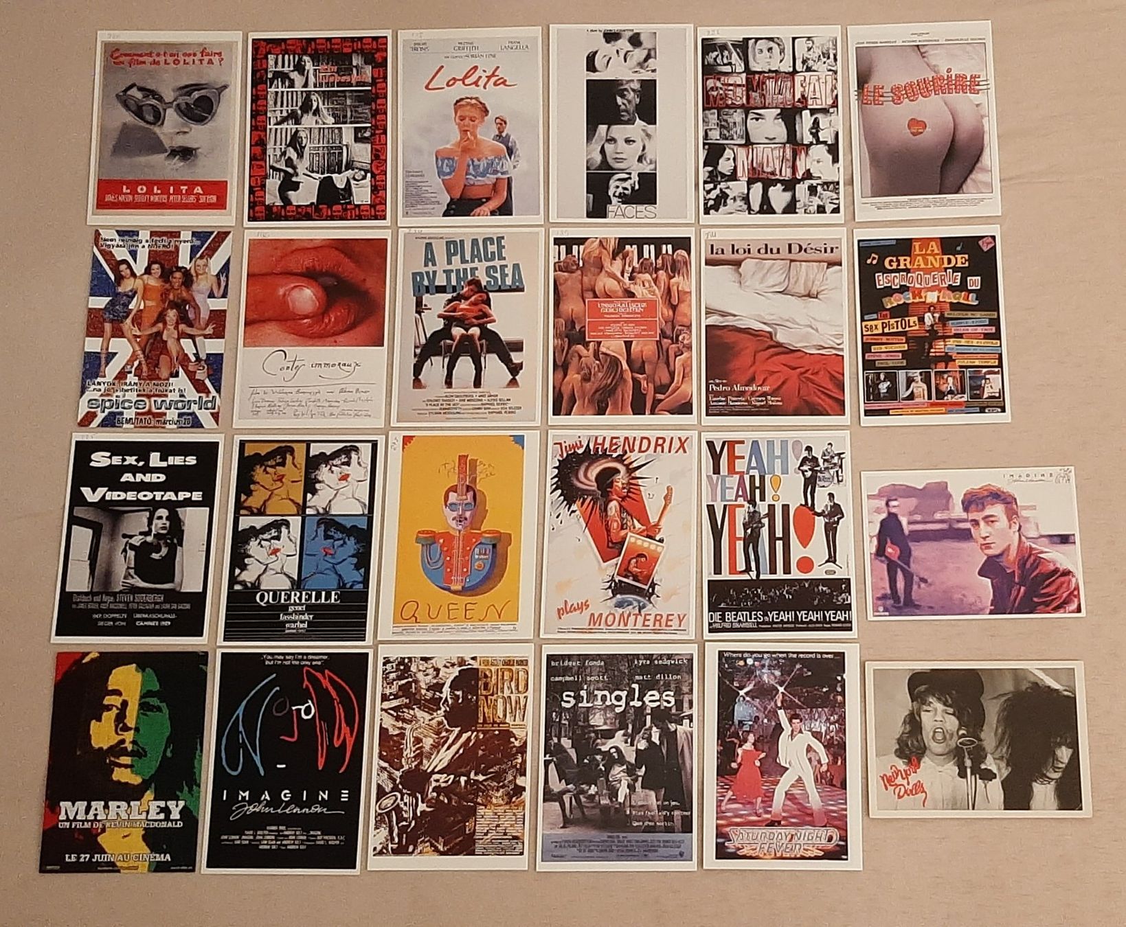 Cartoline postali: Lot de 24 cartes postales - Marley - Queen - Lennon -Hendrix – Usato da Vernier venduto da assfc 1
