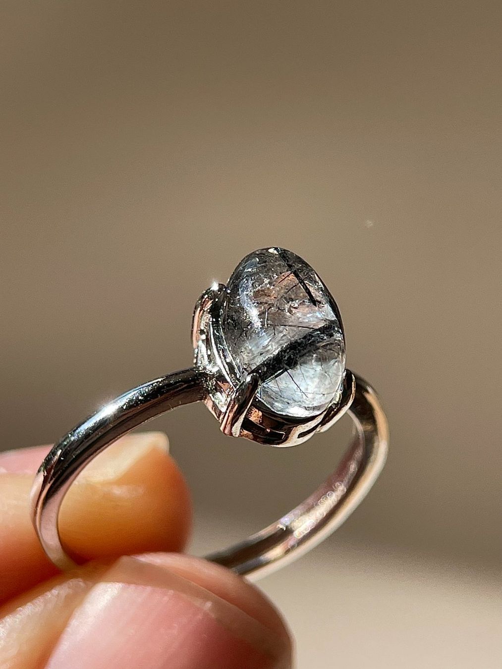 Anelli: 100 % echter schwarzer Rutilquarz-Ring – Edelsteinring. – Nuovo e nell'imballaggio originale da Schiers venduto da sisikristall 9
