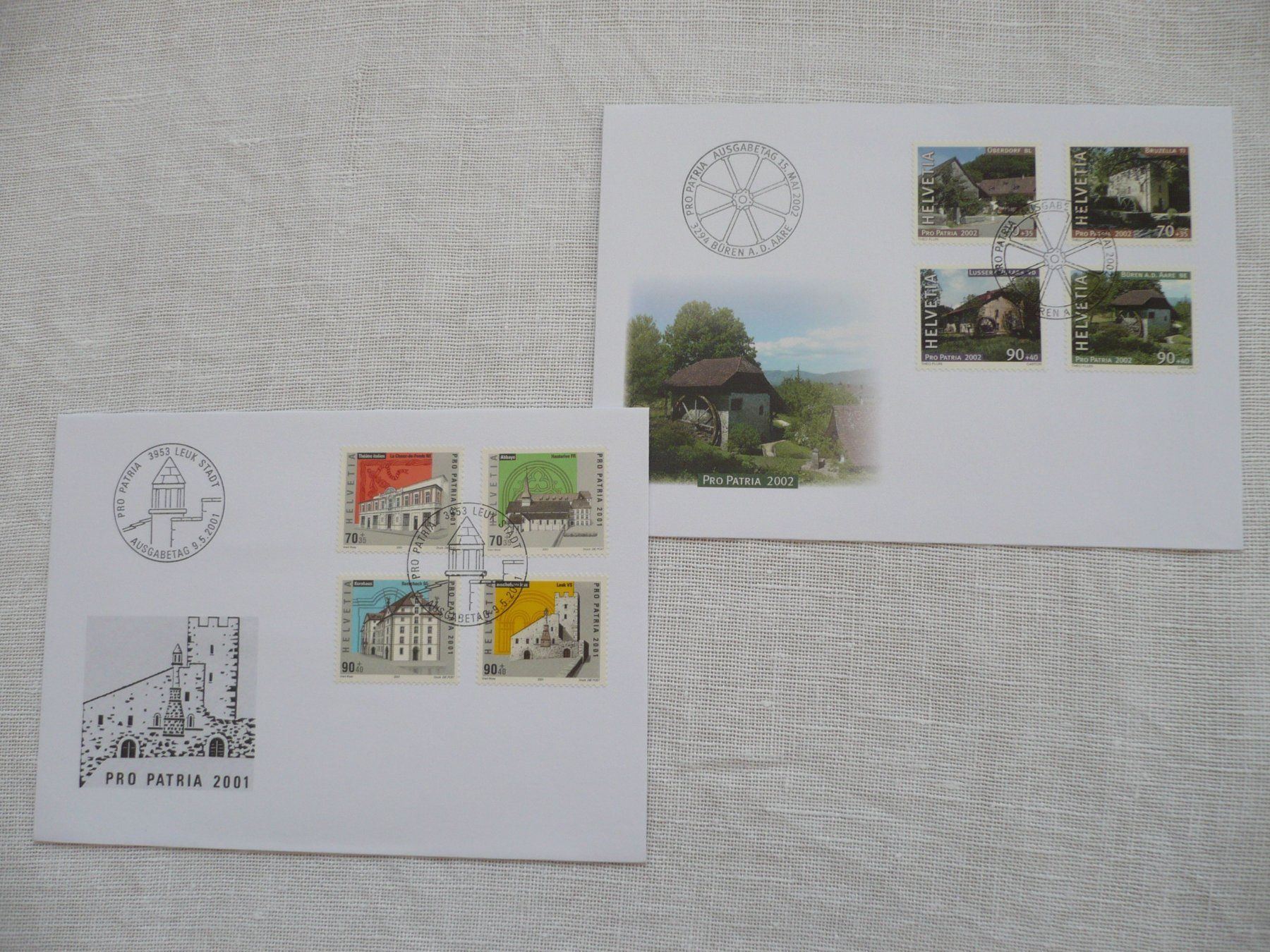Tutti i francobolli: Pro Patria 2001 - 2002 2 FDC SBK B272 - B279 – Usato da Zürich venduto da saltandpepper008