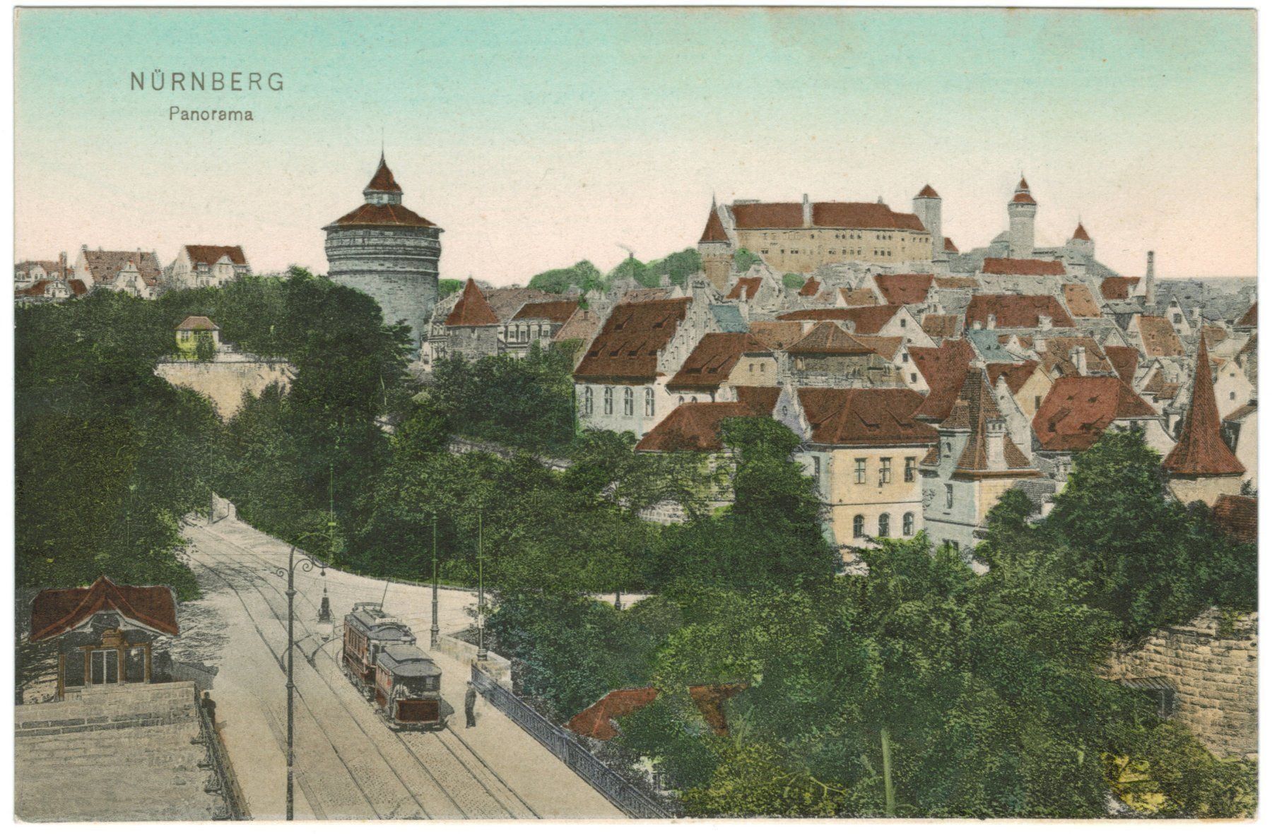 Ansichtskarten: AK Nürnberg Panorama mit Tram – Gebraucht aus Zürich von Tolima194