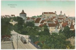 AK Nürnberg Panorama mit Tram