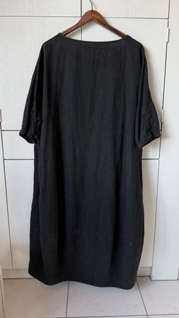 Rundholz Leinenkleid schwarz