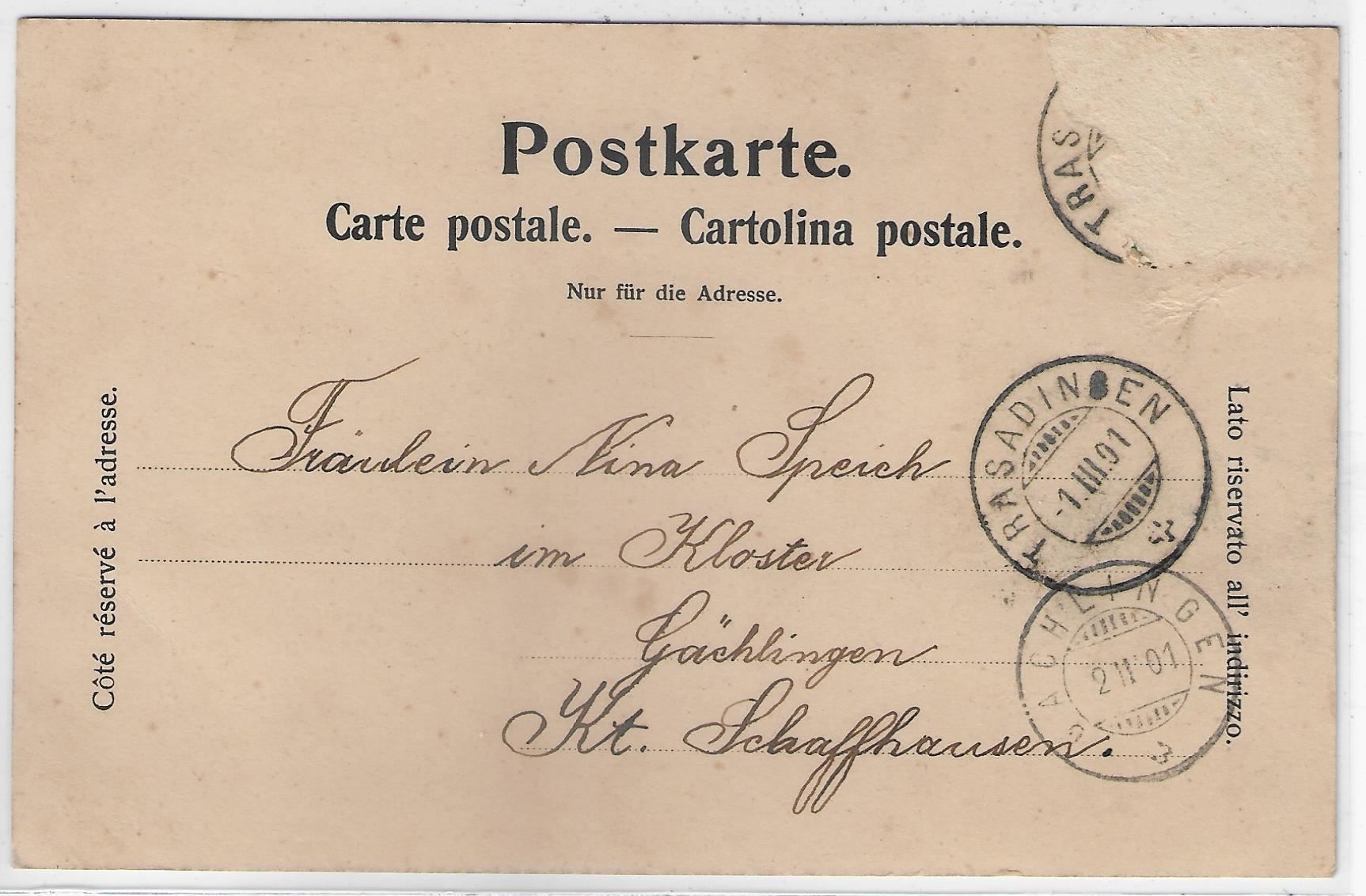 Cartoline postali: Gruss aus Trasadingen - Schulhaus, – Usato da Ettingen venduto da Kartenplanet 1