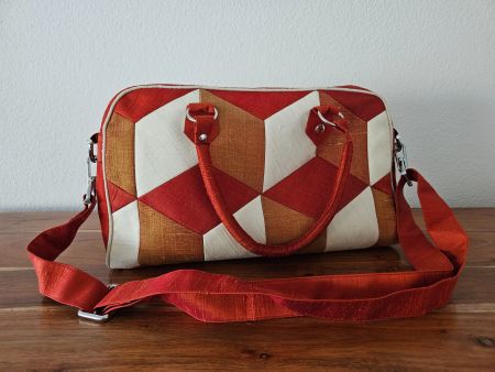 Damen Handrasche, Rot/Braun/Beige,Rohseide,Neu