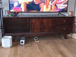 Sideboard Holz dunkel Schubladen mit Schiebetüren